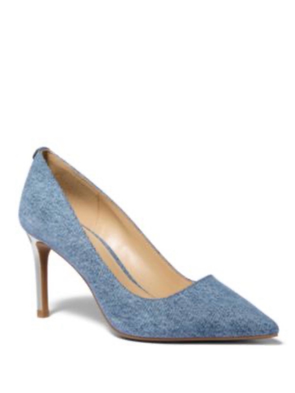 Michael Kors Slate Blue Pointed-Toe Mid Heel Pumps
